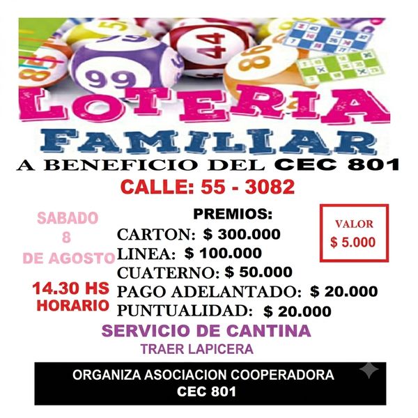loteria familiar cec 801 julio 2026